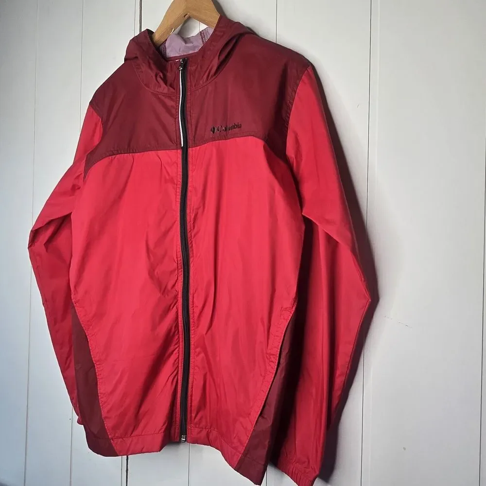 Columbia Windbreaker Jacket Kids XL 18/20 Red Maroon‎ Colorblock Gorpcore RB3416
